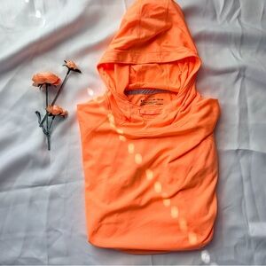 Under Armour Neon Orange Pin Striped HeatGear Run Threadborn Hoodie - Women’s XL